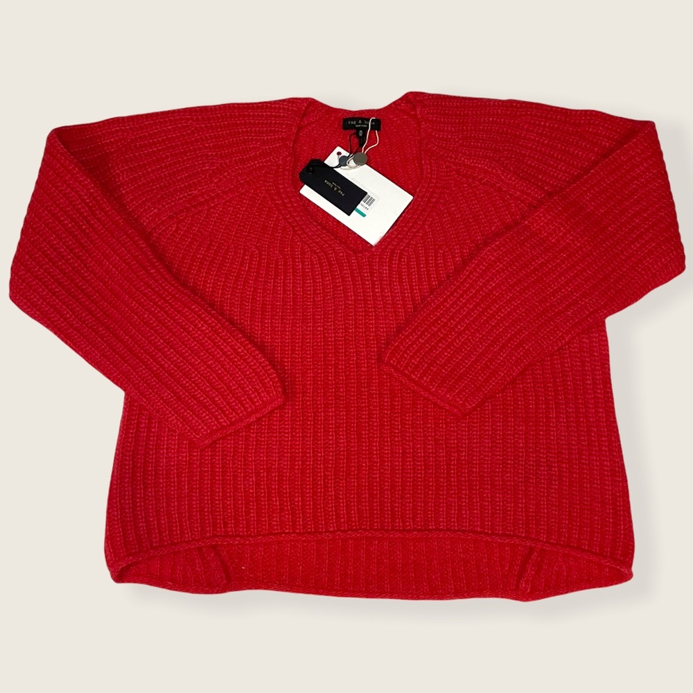 Rag&Bone - Joseph V-Neck Sweater - Papaya - M - Picture 5 of 12